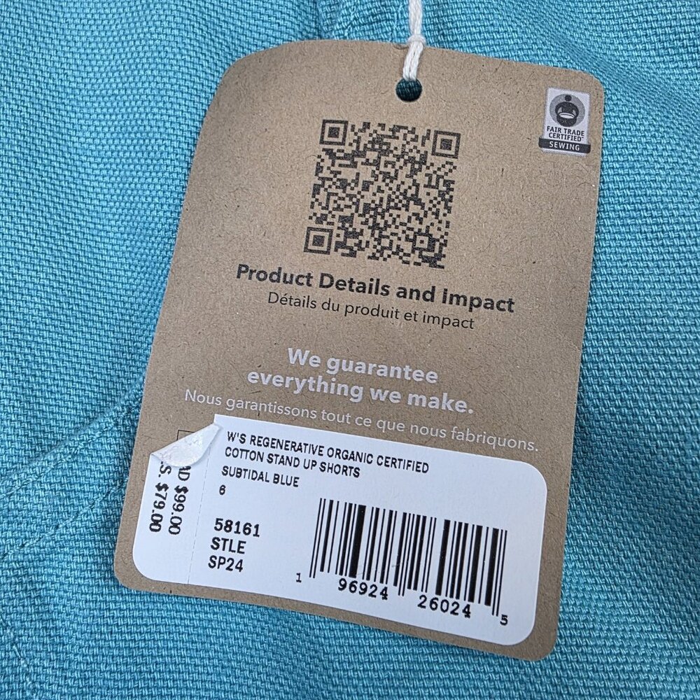 Patagonia Cotton Stand Up Shorts Womens 6 Blue Organic Chino Hiking Casual - Picture 3 of 13